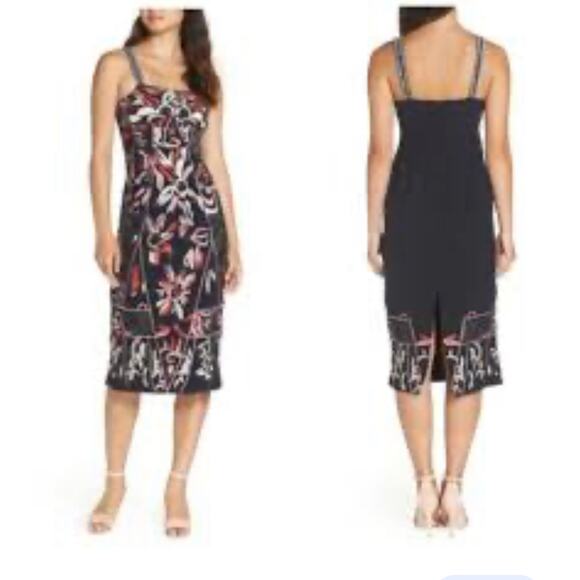 Anthropologie Foxiedox Takeo Embroidered Floral Sleeveless Midi Dress Size 2 - Picture 1 of 7